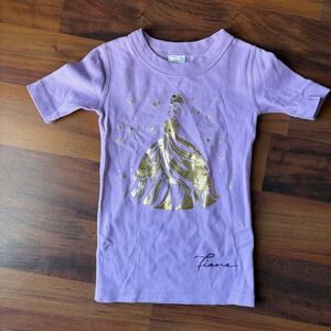 Disney Princess Tiana Gold Sparkle Graphic Tee Shirt Kids Size 5 Organic Cotton